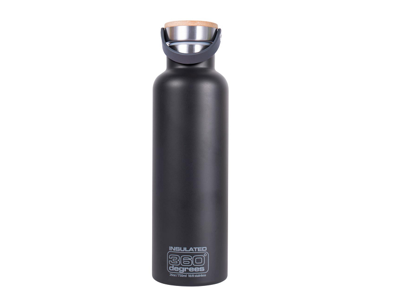 360 Degrees Nerūdijančio Plieno gertuvė 750 ML su Bambuko Dangteliu