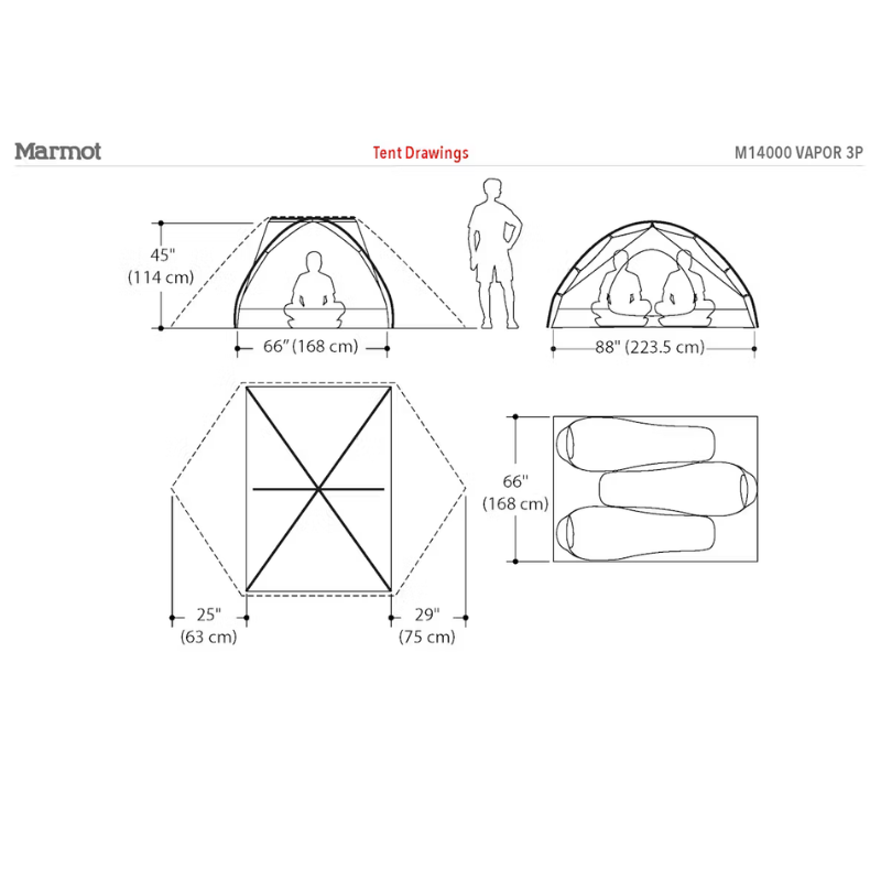 Trivietė palapine Marmot Vapor 3P