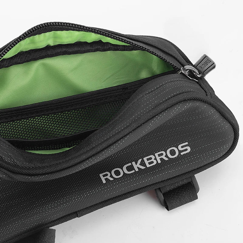 Rockbros 2024 modelio dviračio krepšys su šviesą atspindinčia juostele